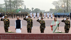 স্মৃতিসৌধে রাষ্ট্রপতি ও প্রধানমন্ত্রীর শ্রদ্ধা