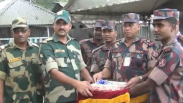 হিলিতে বিএসএফকে বিজিবির মিষ্টি উপহার (ভিডিও)