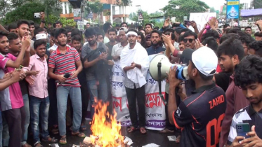 কোটা পুনর্বহালে বই পুড়িয়ে প্রতিবাদ ববি শিক্ষার্থীদের