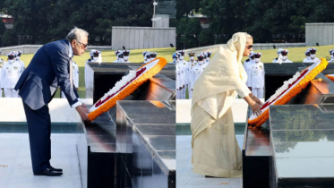 শিখা অনির্বাণে রাষ্ট্রপতি ও প্রধানমন্ত্রীর শ্রদ্ধা